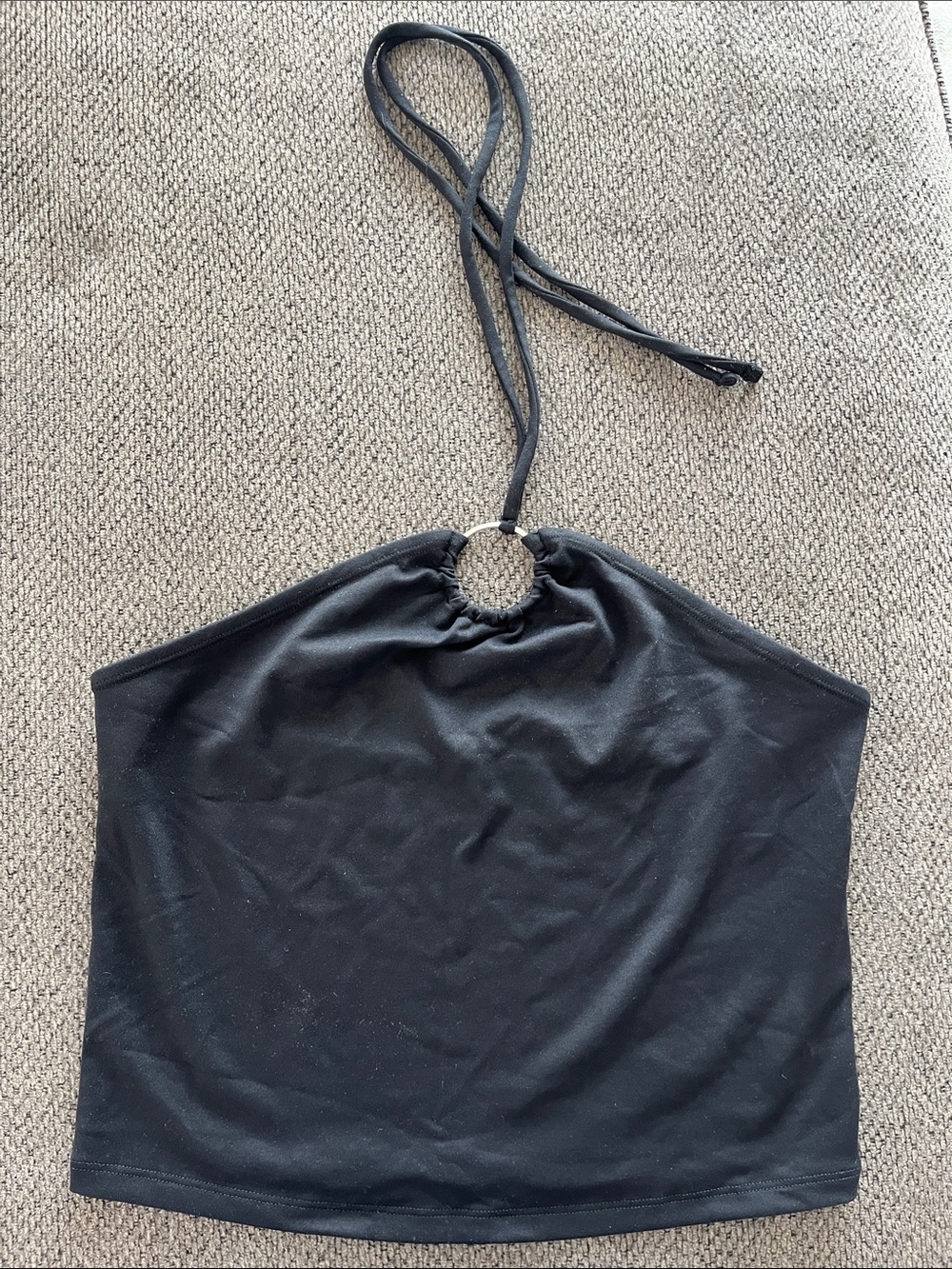 NWT Abercrombie & Fitch Black Cropped Halter Top